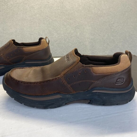 Skechers Shoes Relaxed Fit Seveno Mens Sz 11.5 Brown Leather Slip On‎ 66146 - Picture 3 of 16